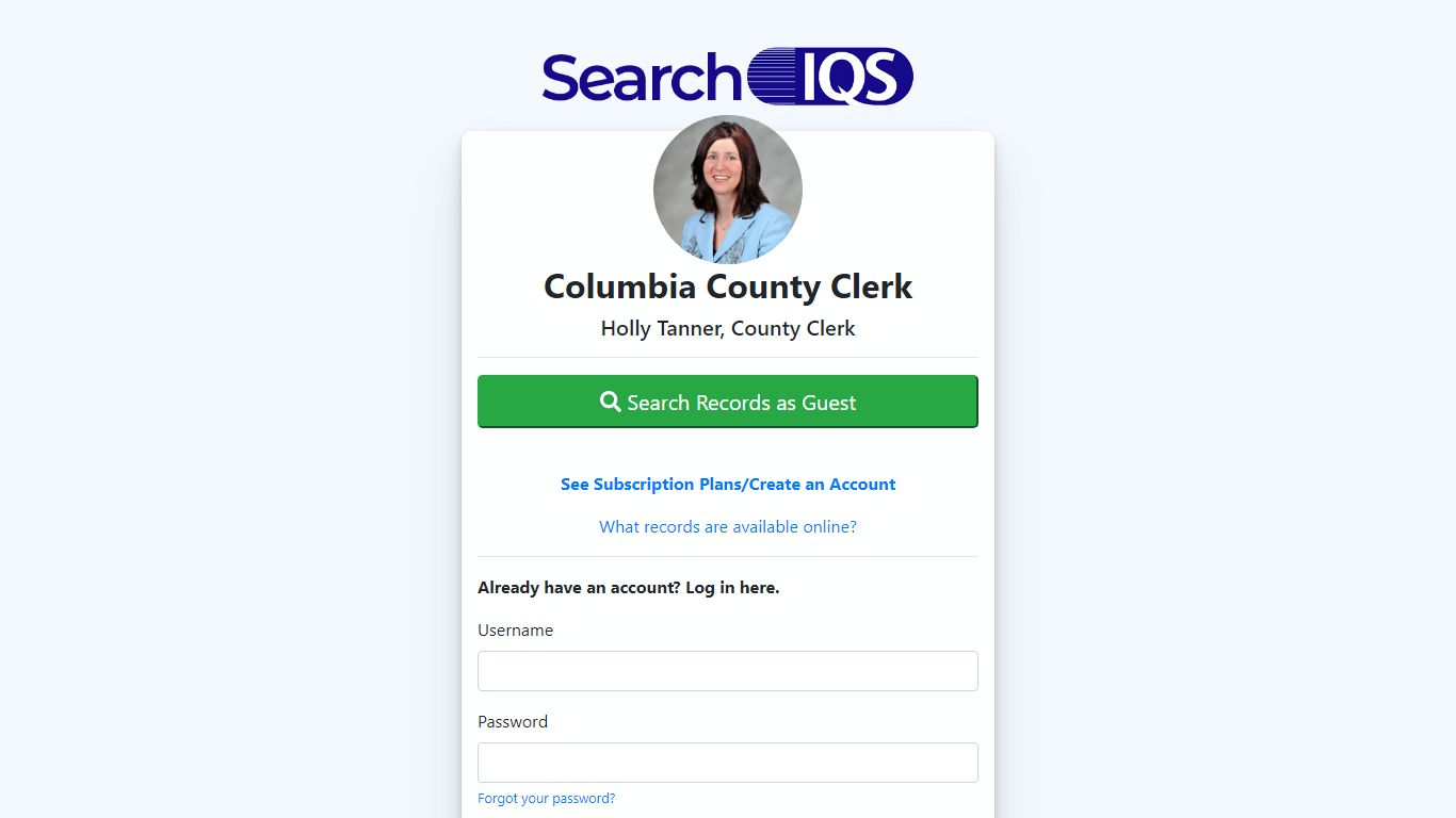Columbia County Clerk - SearchIQS