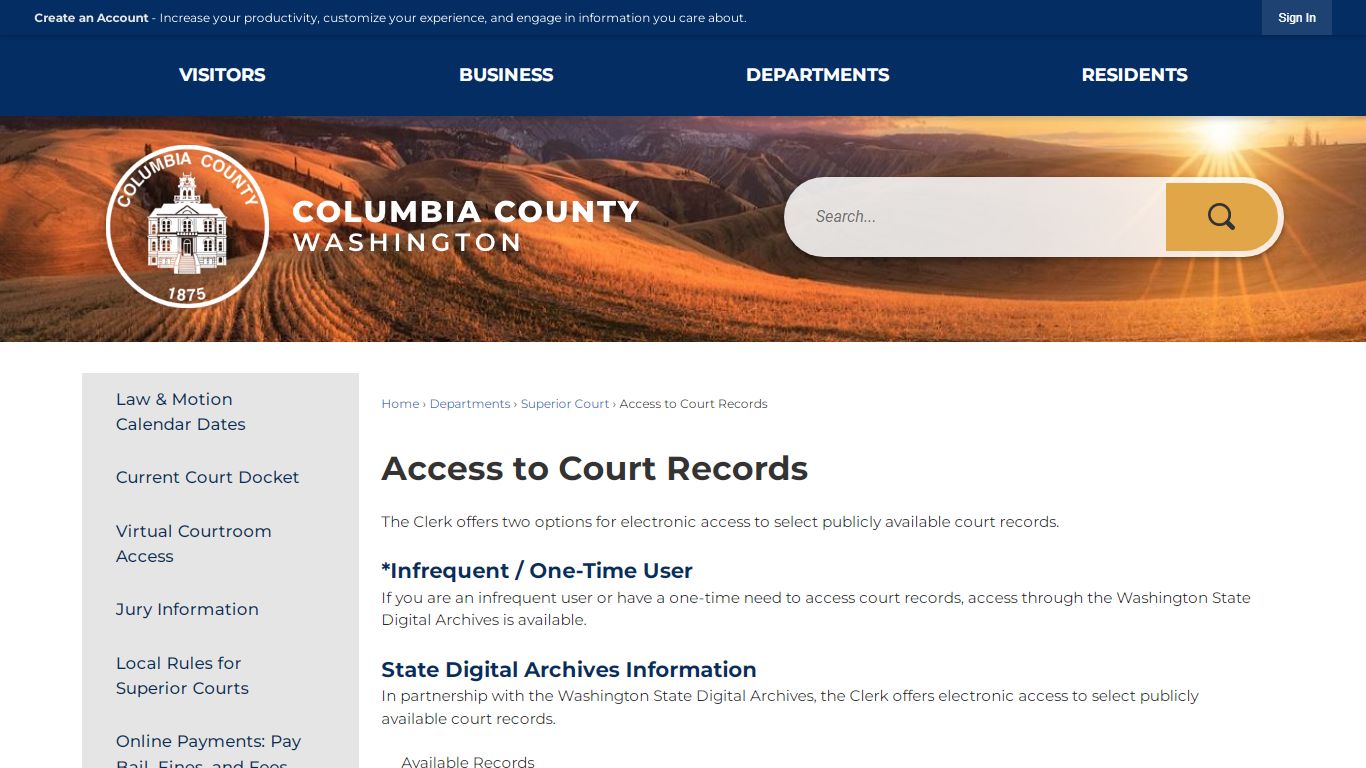 Access to Court Records | Columbia County, WA - Official Website